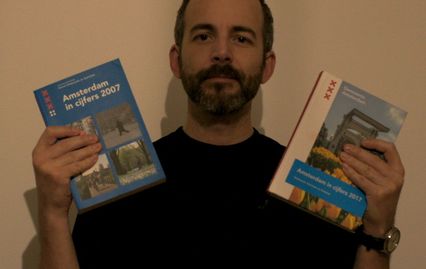 moi et 2 Amsterdam in cijfers dans les mains