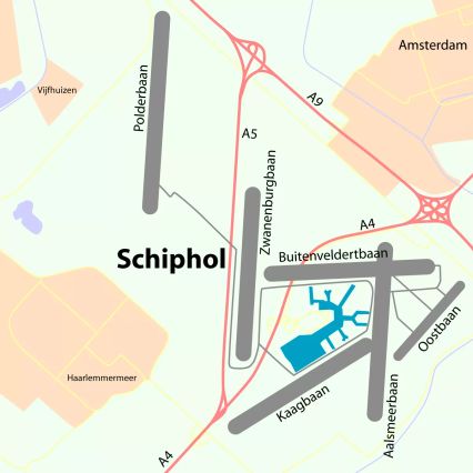 carte des pistes de Schiphol