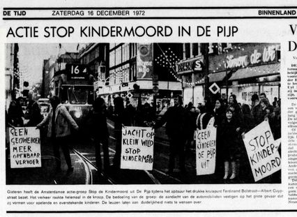 Coupure de journal d'époque reprenant le slogan Stop de kindermoord