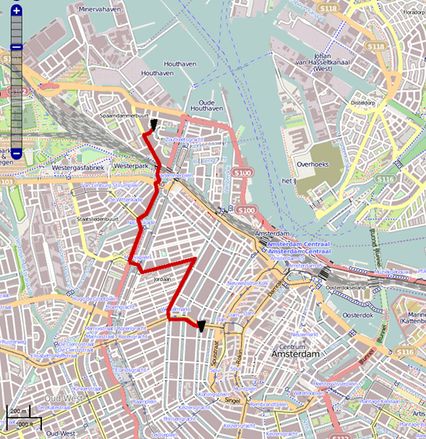 carte avec trace rouge