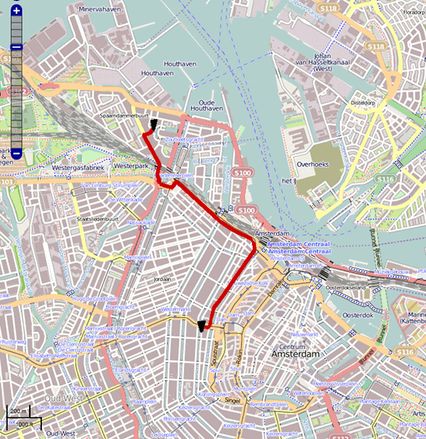 carte avec trace rouge