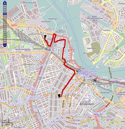 carte avec trace rouge