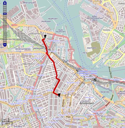 carte avec trace rouge