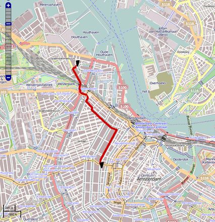carte avec trace rouge