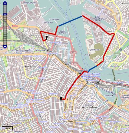 carte avec trace rouge