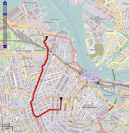 carte avec trace rouge