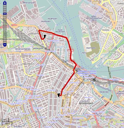carte avec trace rouge