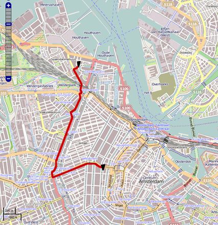 carte avec trace rouge