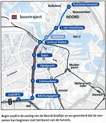 noord zuid lijn kaart