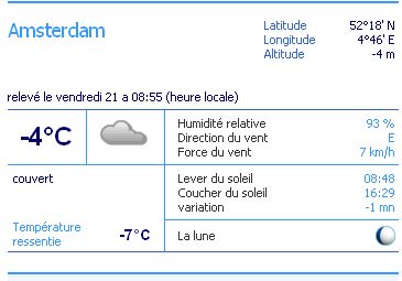 la météo pour Amsterdam sur TV5