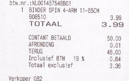 ticket de caisse avec afronding