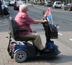 sur une voiturette de vieux
