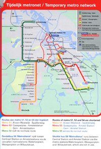 plan de métro d'Amsterdam pendant les travaux