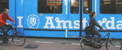 I Postbank Amsterdam sur un tram
