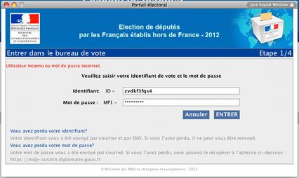 Fenêtre de login