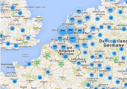carte des stations de recharge en Europe