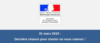 entête officielle: 31 mars 2019 : Dernière chance pour choisir où vous voterez !