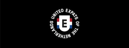 logo United Expats of the Netherlands sur fond noir