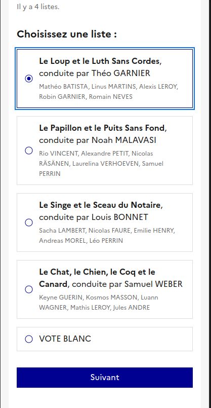 copie d'écran de la liste des bulletins sur un écran de mobile