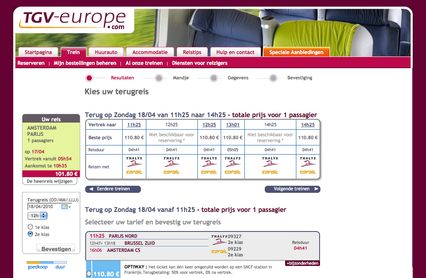 capture d'écran Voyages SNCF