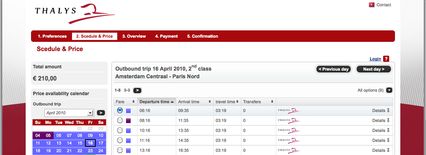 capture d'écran site Thalys